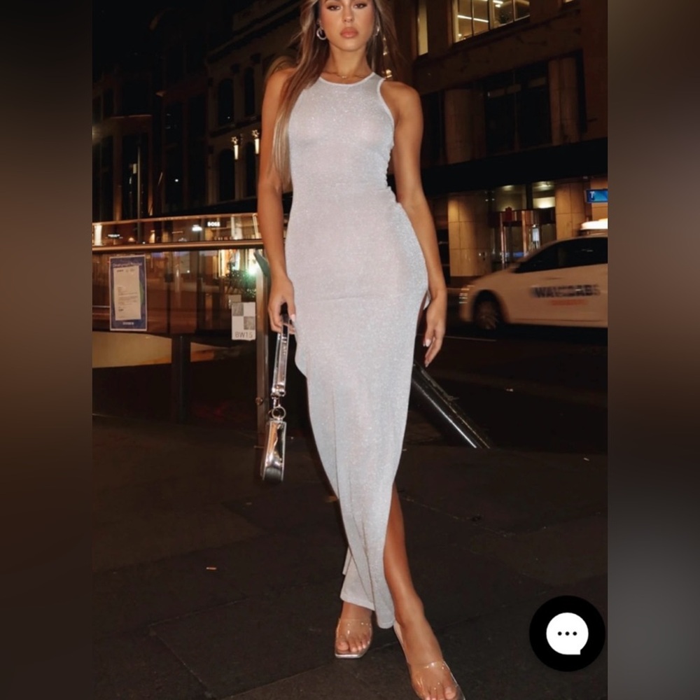 UNDER THE MOONLIGHT SILVER MAXI DRESS - WHITEFOX 🩶